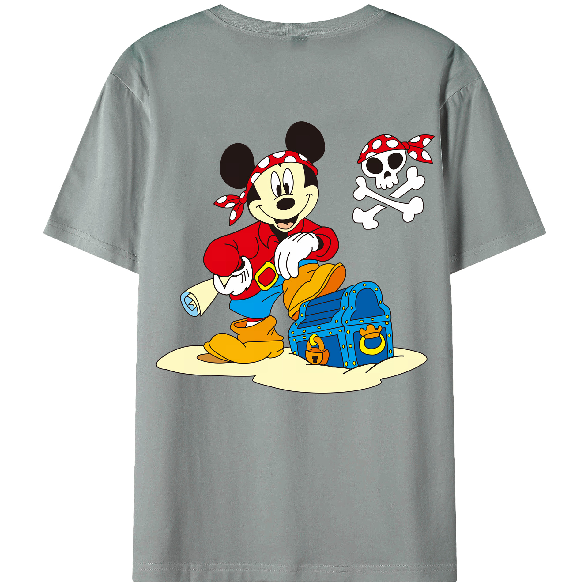 （画像用） ミッキーマウス Mickey Mouse 綿100％ メンズ半袖Tシャツ（バックプリント） 通気性